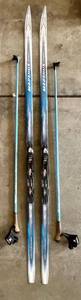G - Madshus Nordic Cross Country Skis with Poles - Vintage Set