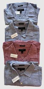 Banana Republic Linen Shirt Slim Fit of 4 (Blue x3, Red x1) Sizes L x3, M x1