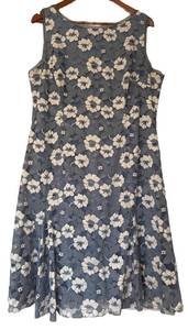 UBR1 - Adrianna Papell Floral Lace Sleeveless Dress - BlueGray, US 20