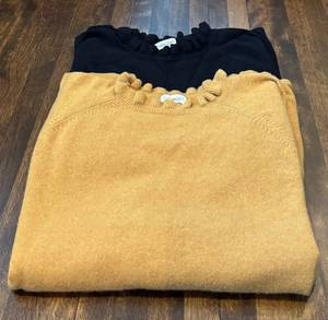 UBR1 - Garnet Hill Cashmere Sweaters - Black & Mustard - XL