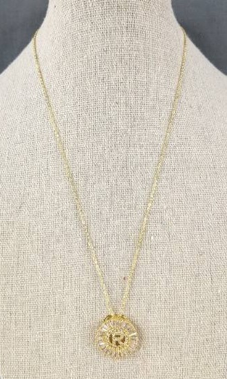 Kelmal Collection R Initial 14K Gold Plated Necklace - 18in Chain & 2in Extender - Brand New
