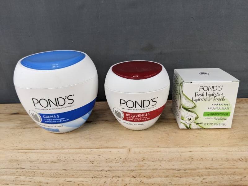 PONDS Crema S 24 Hour Moisturizer, Rejuveness Anti-Wrinkle Cream & Fresh Hydration Gel Moisturizer - Brand New