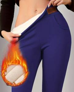 Fashion Womens Fleece-Lined Blue Yoga Pants - Size Large - Brand New
