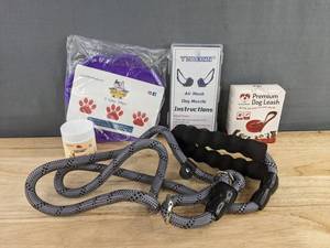 Dutchy Brand Premium Dog Leash, TZBEINN Air Mesh Dog Muzzle, Dental Powder, Bath Buddy, Etc. - Brand New