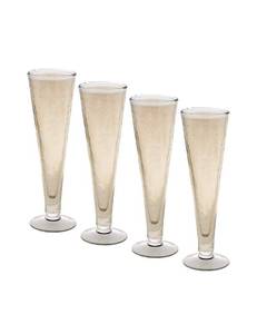 4 Karma Catalina Amber Footed Champagne Flutes - Brand New