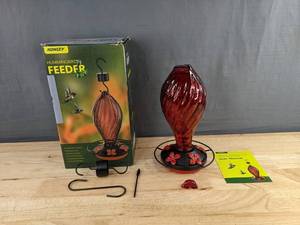 Konizy Leakproof Hand Blown Glass Hummingbird Feeder