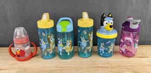 Elmo, Bluey & Unicorn Tumblers, 6 Total - Brand New