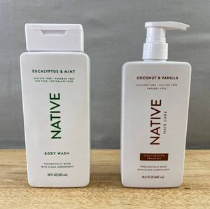 NATIVE Eucalyptus & Mint Body Wash and Coconut & Vanilla Moisturizing Shampoo - Brand New