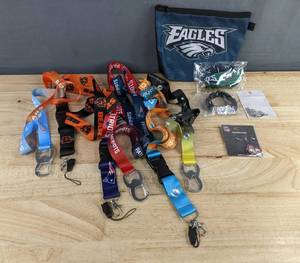 NFL Accessories - Patriots, Dolphins, 49ers, Bears, Eagles Pouch, Lanyards - Brand New