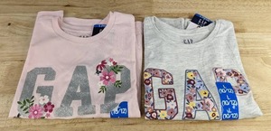 2 GAP KIDS Girls Short Sleeve Tees - Size L (1012) Pink & Grey - Brand New