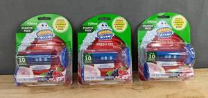 3 Scrubbing Bubbles Starter Packs - Toilet Cleaning Stamp with Fresh Gel - Brand New
