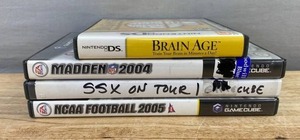 Nintendo Ds &amp 3 GameCube Games - Brain Age, Madden 2004, Ssx on Tour, Ncaa Football 2005 C