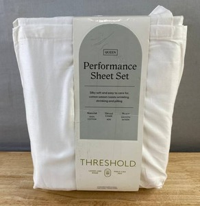 Threshold Queen Smooth Sateen Performance White Sheet Set - Brand New