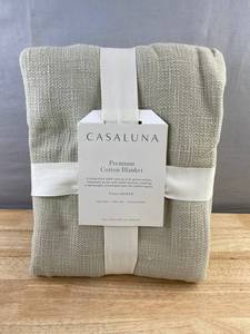 Casaluna Premium Lightweight Olive Green Cotton Blanket - FullQueen - Brand New