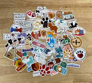 50 Pet Care Stickers - Brand New