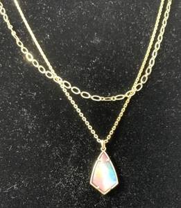 Kendra Scott Iridescent Abalone Shell Teardrop Gold Charm 20 Pendant Necklace - Brand New