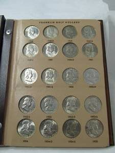 Forty 1948 - 1963 Franklin Half Dollars in Full Book