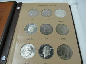 36 Coin Fully Filled Dansco Coin Album #8176 for Eisenhower Dollar Coins.