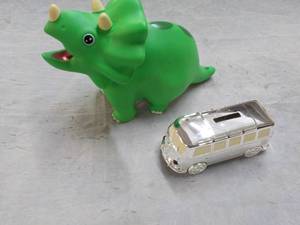 Metal Bank and Dinosaur...