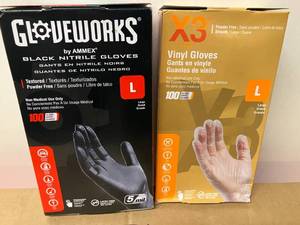 Large Nitrile and Vinyl Gloves