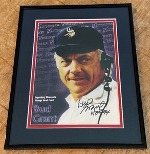 Bud Grant Autograph Custom Framed and Matted 11x14 Piece