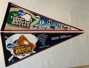(2) College World Series NCAA Baseball Pennants 2007 and 2008
