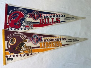 Super Bowl XXVI 1992 Pennants Buffalo Bills vs. Washington Redskins Football