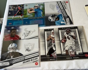 (7) Football Autographs 2008 Donruss Elite , 2010 Prestige, and 2005 UD Signature Portraits - Orlovsky, Evans, McClain, Tate, LaFell, Brohm, Royal