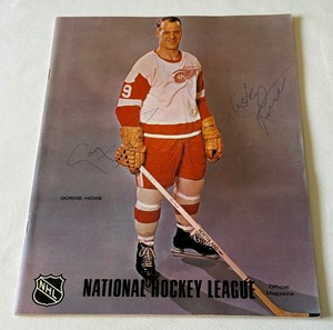 Gary Bergman and Nick Libett Autographed NHL Magazine Program from 1969 Minnesota North Stars vs. Detroit Red Wings