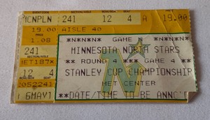Minnesota North Stars 1991 Stanley Cup Championship Ticket