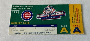 1998 NLDS Game A Chicago Cubs vs. Atlanta Braves Ticket