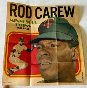 Rod Carew 1970 Topps Poster Insert #16 Vintage Minnesota Twins Baseball