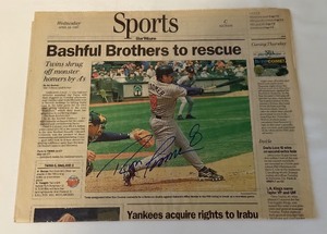 Ron Coomer Autographed Newspaper - Minnesota Twins