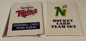 Minnesota Twins and North Stars Card Binders w Kirby Puckett and Hockey Cards