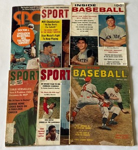 (6) Vintage Baseball and Basketball Publications 1950s-70s