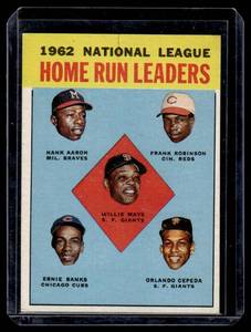 5 HOF 1963 Topps NL HR Leaders #3 - Willie Mays, Hank Aaron, Ernie Banks, Frank Robinson, Orlando Cepeda