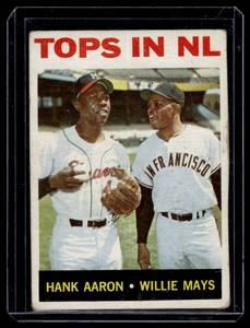 Hank Aaron  Willie Mays 1964 Topps Tops in NL #423 Vintage Baseball Card