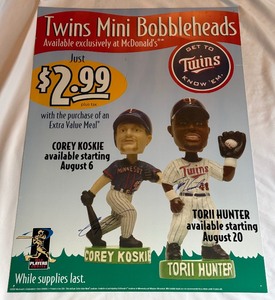 Torii Hunter and Corey Koskie Autographed 29x40 McDonalds Minnesota Twins Advertisement