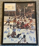 1980 Olympic Hockey Team Autographed 16x20" Photo w/ Steiner COA - Miracle on Ice! - Herb Brooks + All 20 Players: Mark Pavelich, Bob Suter,  Neal Broten, Jim Craig, Mike Eruzione, Mark Wells, John Harrington,