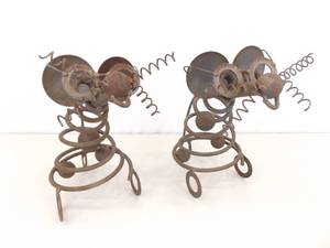 2 Folk Art Heavy Iron 9 Mouse Figures&nbsp
