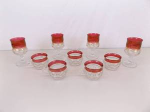 Lot of 9 Kings Crown Tumblers and Punch Glasses