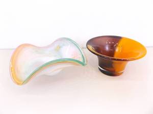 A Blown Murano Glass Bowl and Blown Artisan Bowl&nbsp
