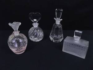 4 Crystal and Glass Perfume Bottles