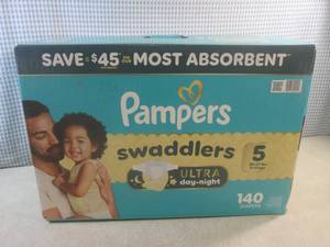 (G-1) Box of 140 Pampers Swaddlers ...