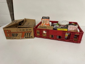 Large Lot of Nails & Coke Crate