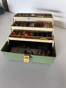 Vintage Plano Tackle Box W Lures & More