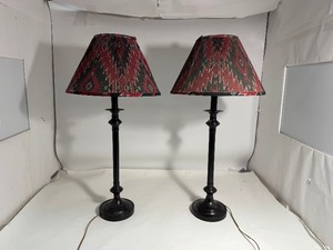 Lot of (2) 29 Lamps Pleated Empire Shades Lkat Pattern