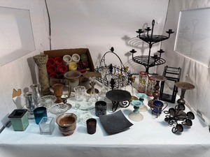 Large Lot of Candles & Candle Holders