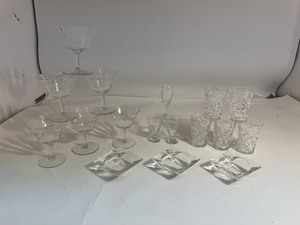 Lot of Glass Cups & Ash Trays