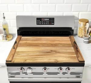 Acacia Wood Stove Cover $89.99 Retail - Brand New